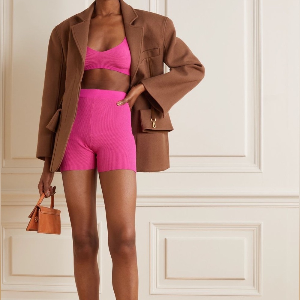 Jacquemus Pink Valensole Ribbed Knit Bralette Top Pink Size S